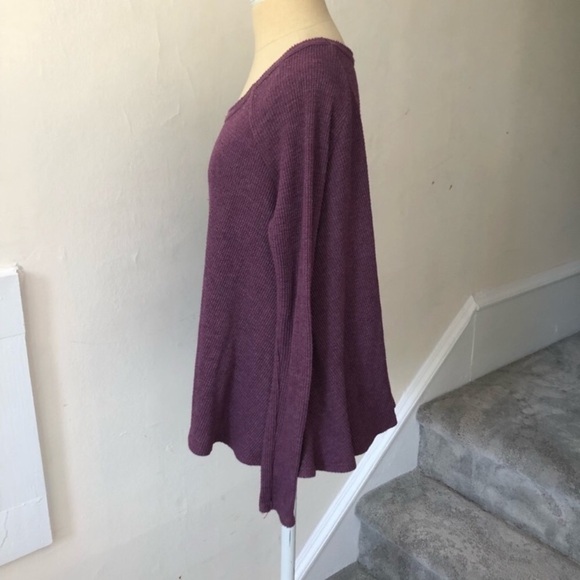 Free People We the Free Rockabilly Raglan Solid Purple Thermal Knit Top Size XS - Picture 5 of 9